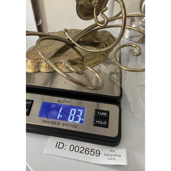 Vintage Metal Gold Tone Ornate Scroll Wall Candle Sconce 5 arms MCM - Picture 8 of 8